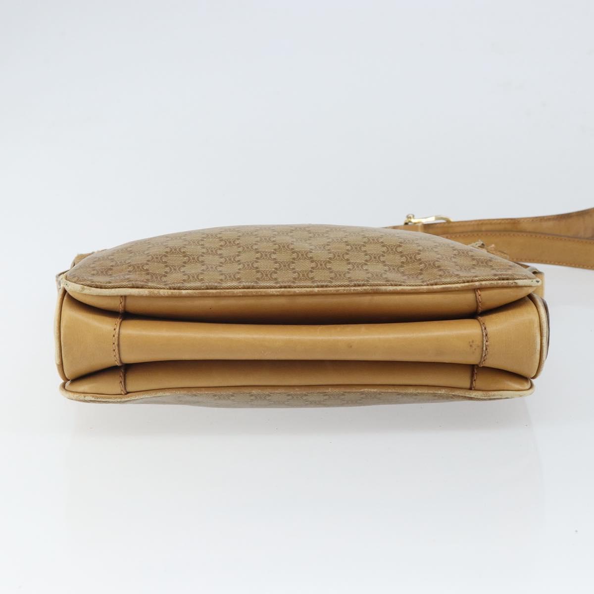 CELINE Macadam Canvas Shoulder Bag PVC Beige Gold Auth 165501