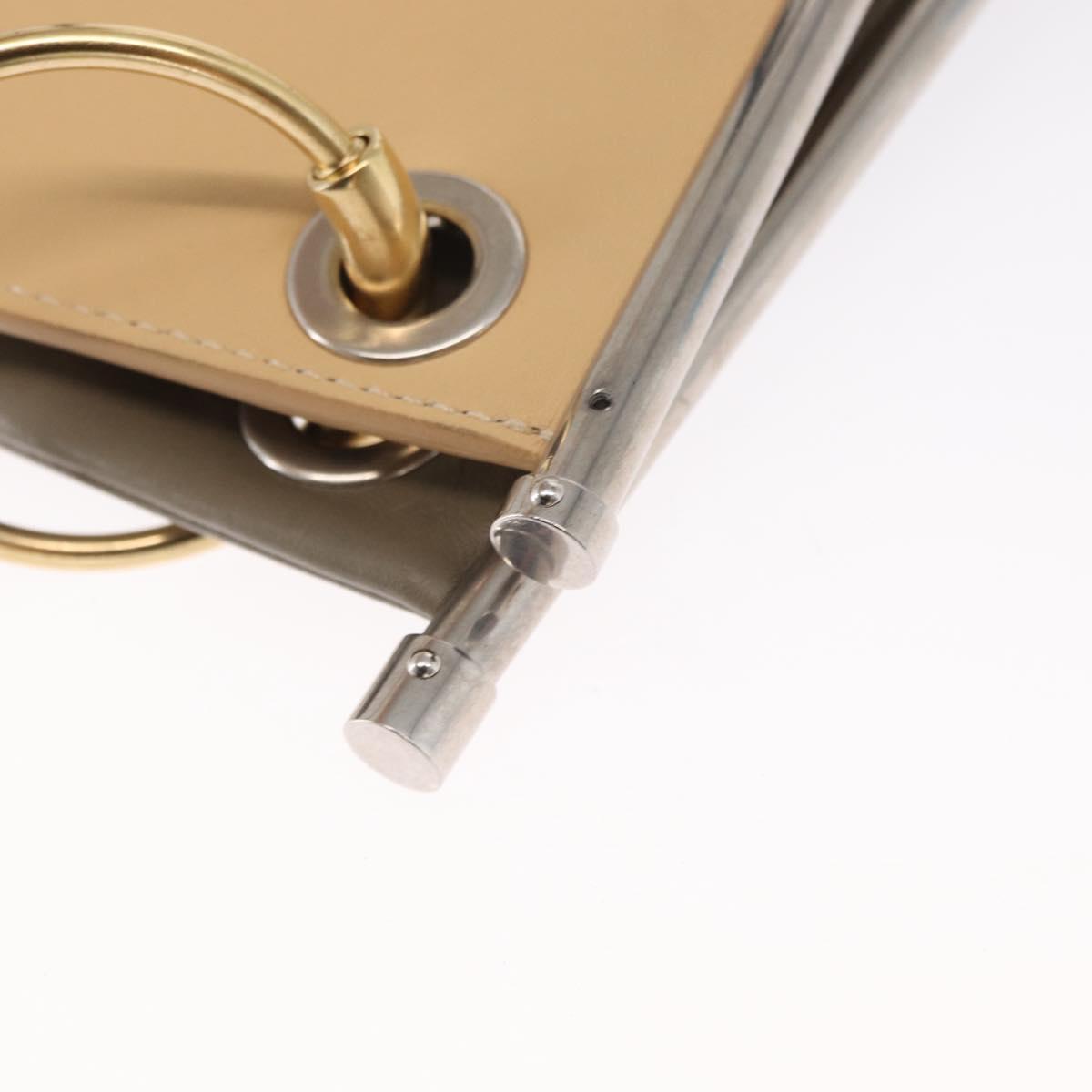 Chloe Roy Double Clutch Shoulder Bag Leather Gray Silver Auth 165505