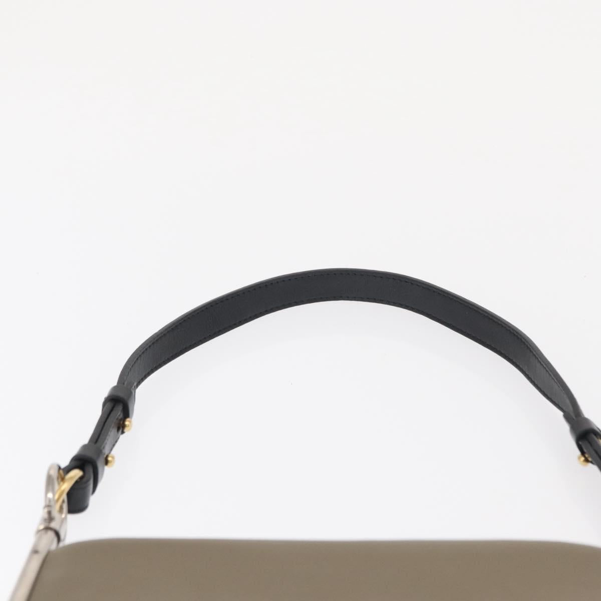 Chloe Roy Double Clutch Shoulder Bag Leather Gray Silver Auth 165505