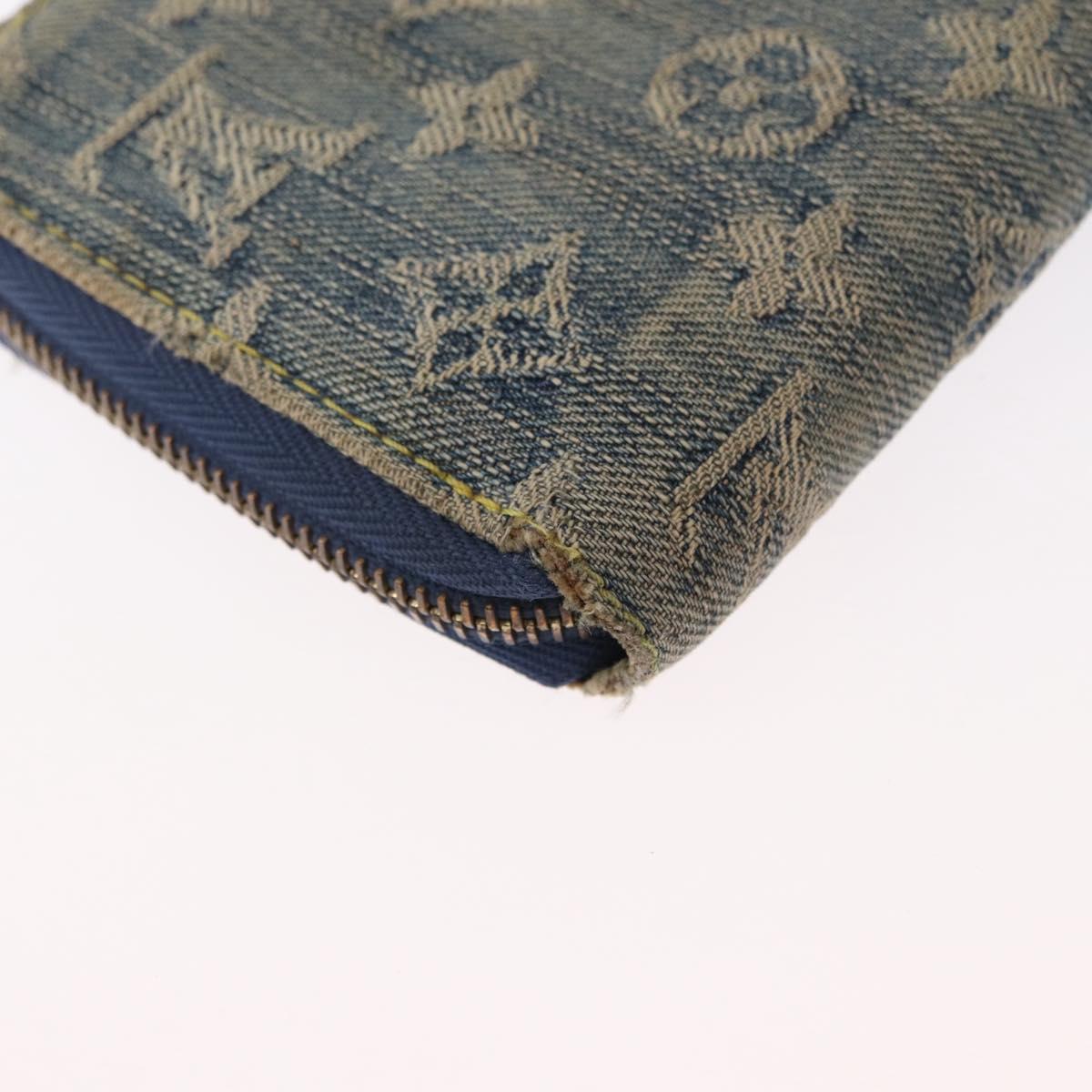 LOUIS VUITTON Monogram Denim Zippy Wallet Blue M95342 LV Auth 165510
