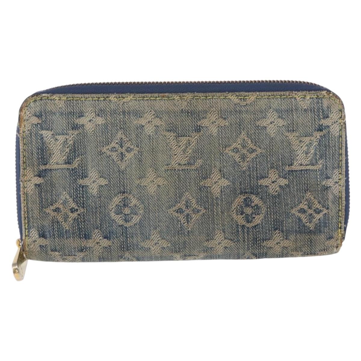 LOUIS VUITTON Monogram Denim Zippy Wallet Blue M95342 LV Auth 165510