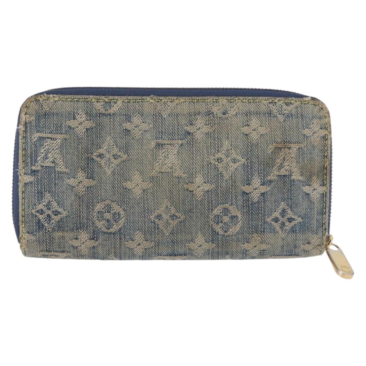 LOUIS VUITTON Monogram Denim Zippy Wallet Blue M95342 LV Auth 165510