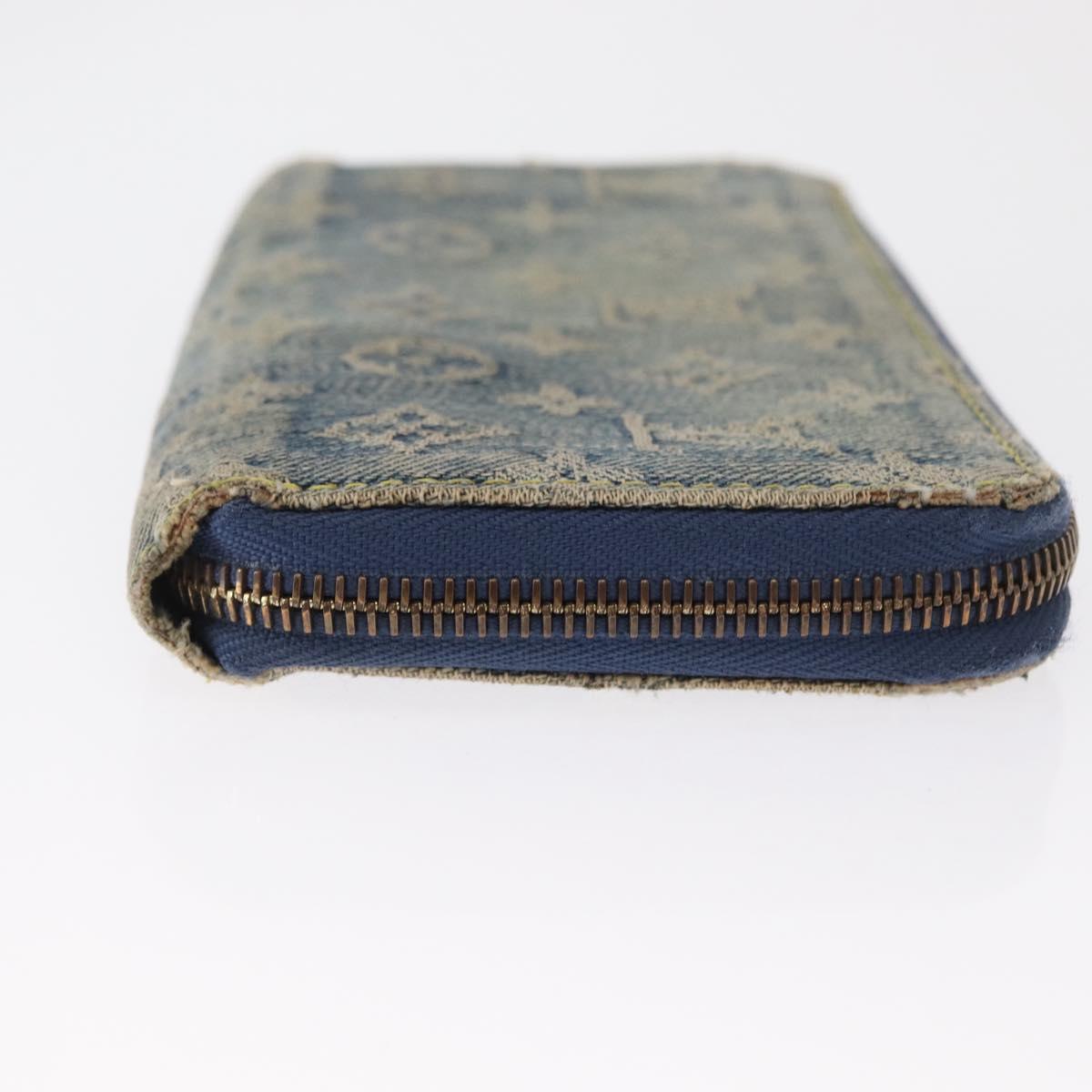 LOUIS VUITTON Monogram Denim Zippy Wallet Blue M95342 LV Auth 165510