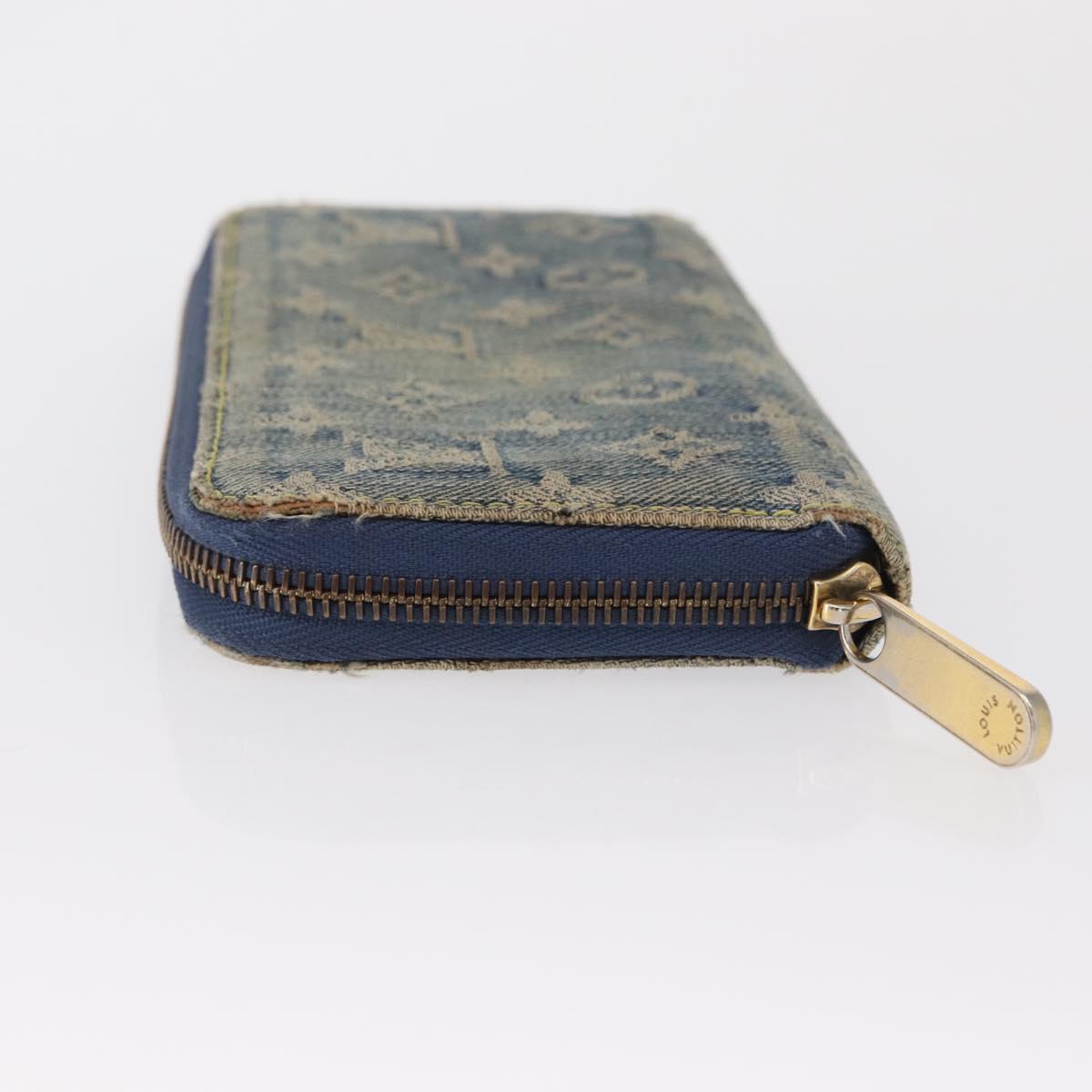 LOUIS VUITTON Monogram Denim Zippy Wallet Blue M95342 LV Auth 165510