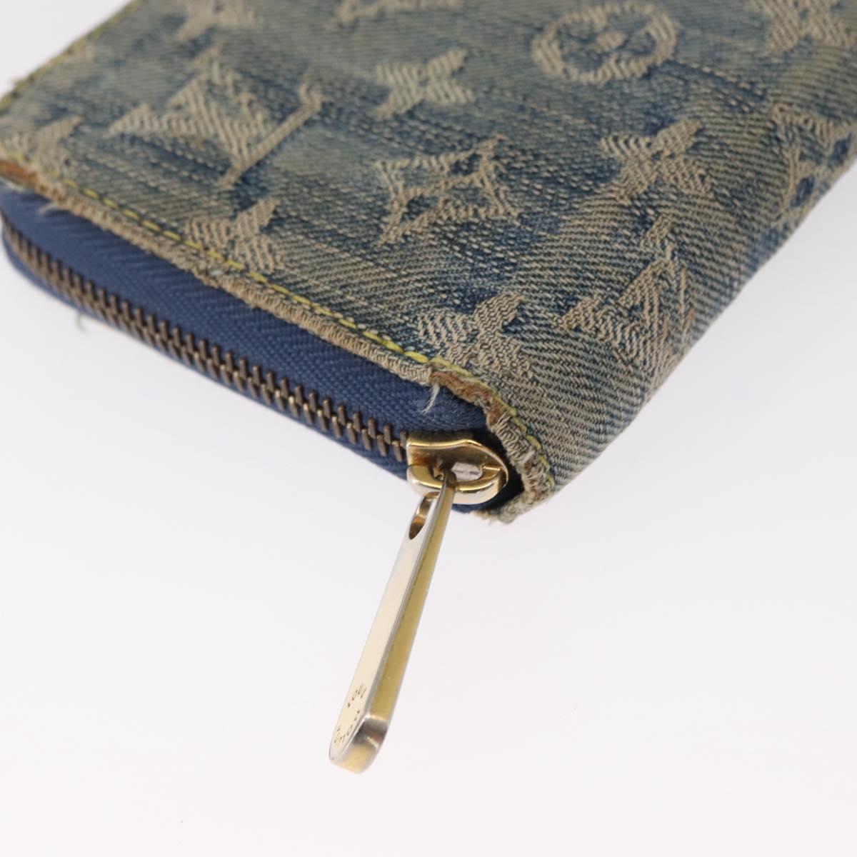 LOUIS VUITTON Monogram Denim Zippy Wallet Blue M95342 LV Auth 165510