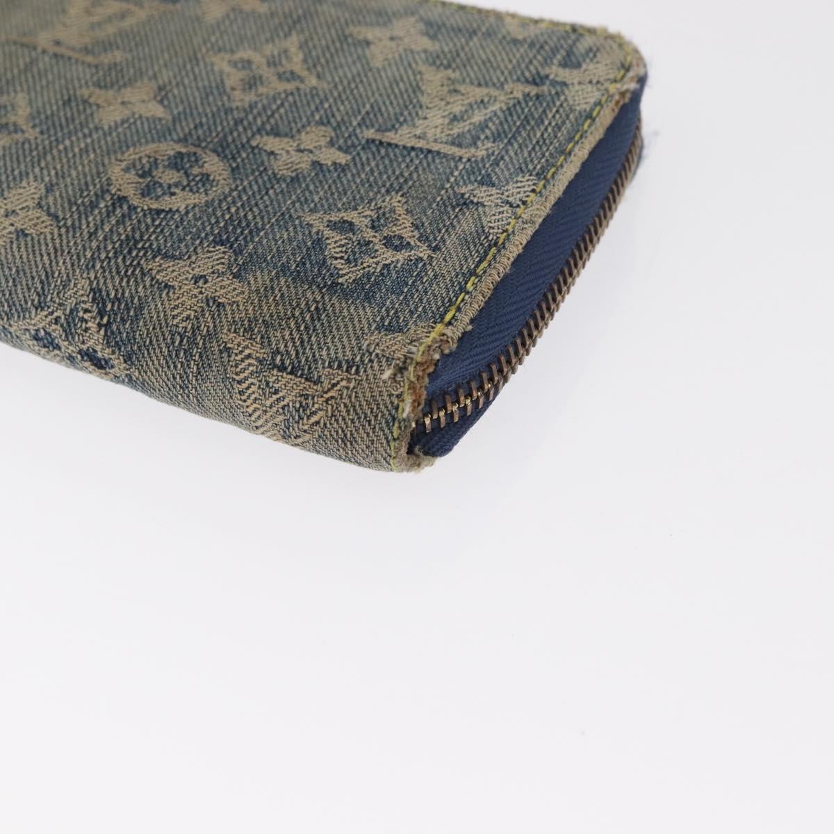 LOUIS VUITTON Monogram Denim Zippy Wallet Blue M95342 LV Auth 165510