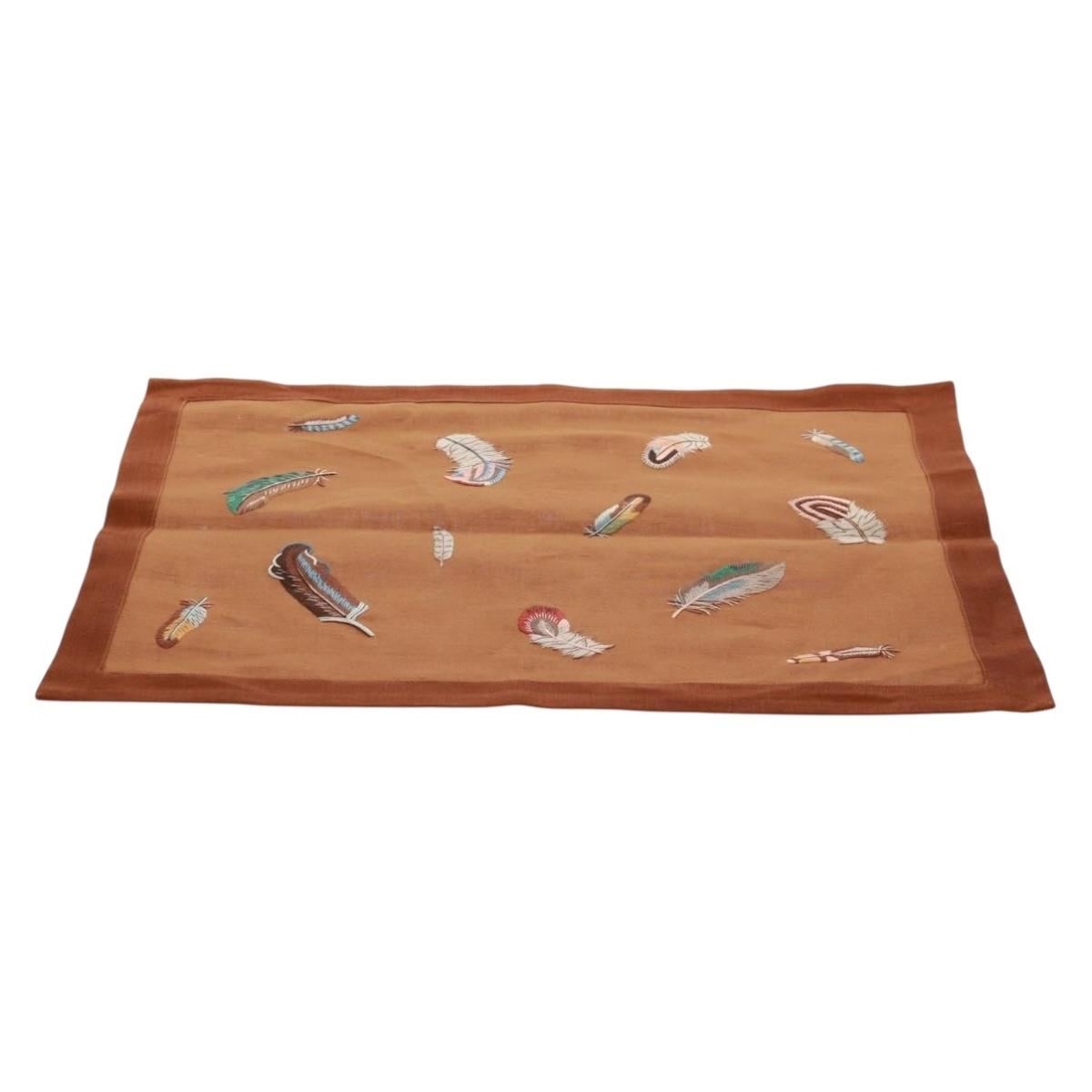 HERMES Place Mat Canvas Brown Auth 165512M
