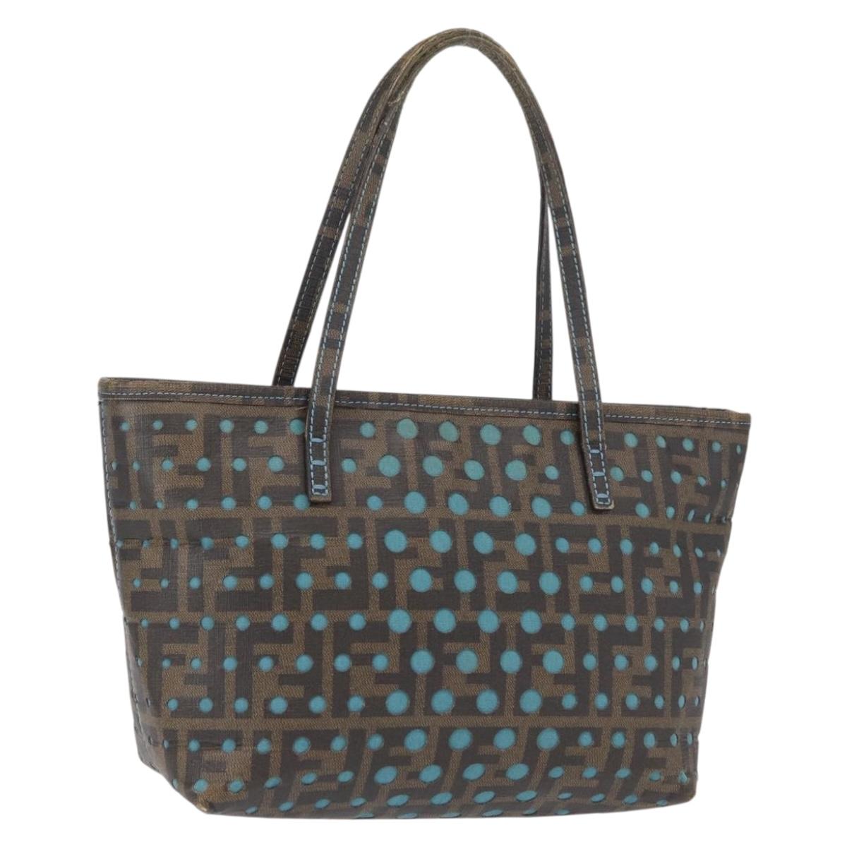 FENDI Zucca Canvas Hand Bag Black Brown Auth 165523