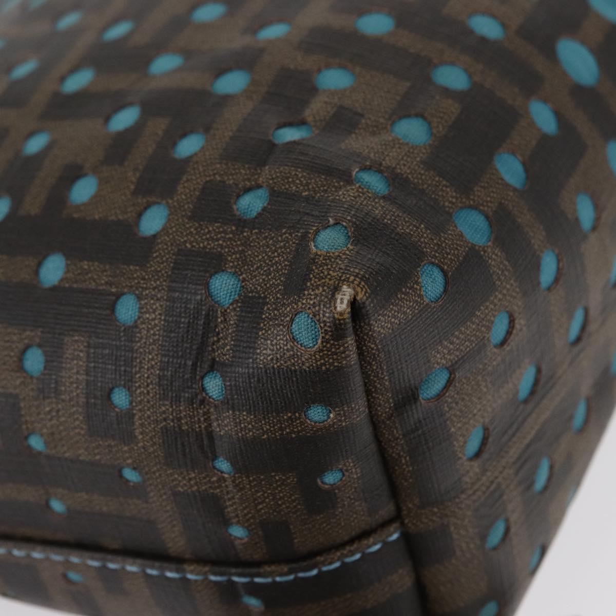 FENDI Zucca Canvas Hand Bag Black Brown Auth 165523