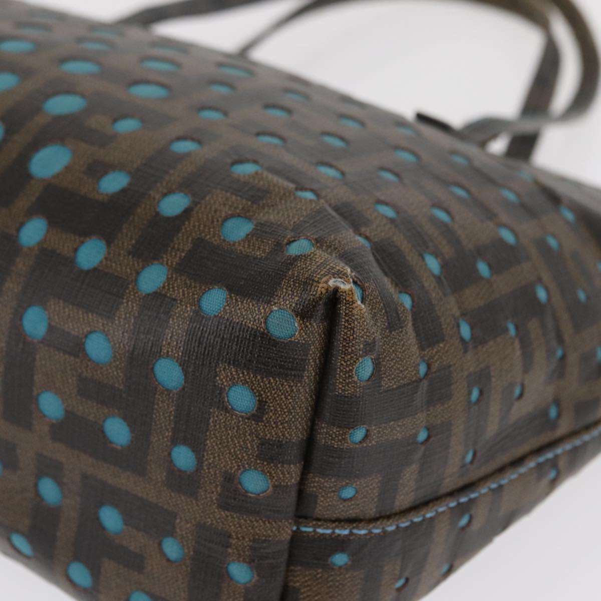 FENDI Zucca Canvas Hand Bag Black Brown Auth 165523