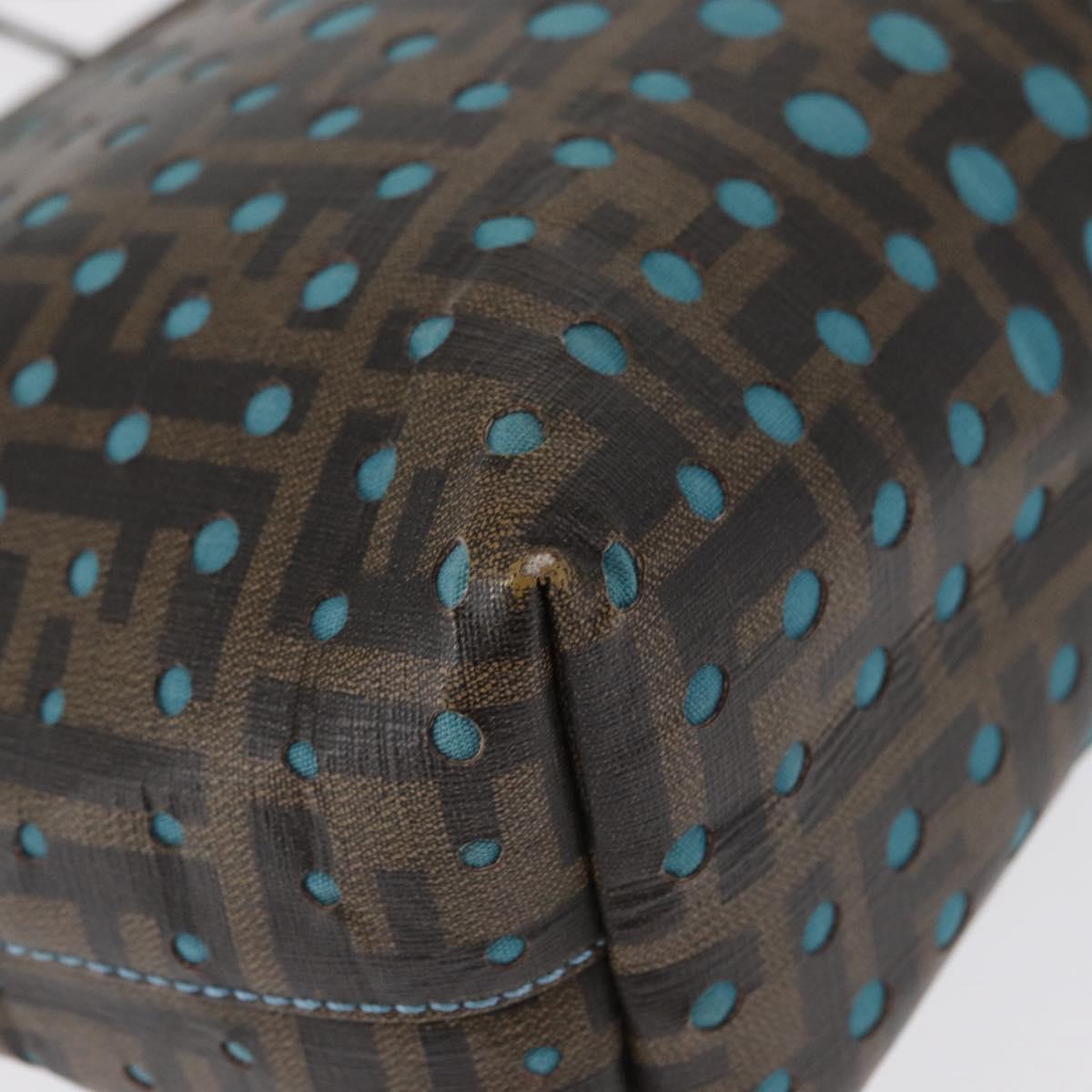 FENDI Zucca Canvas Hand Bag Black Brown Auth 165523