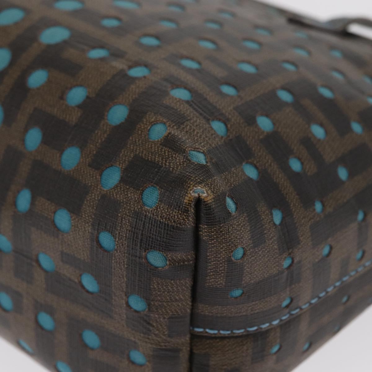 FENDI Zucca Canvas Hand Bag Black Brown Auth 165523