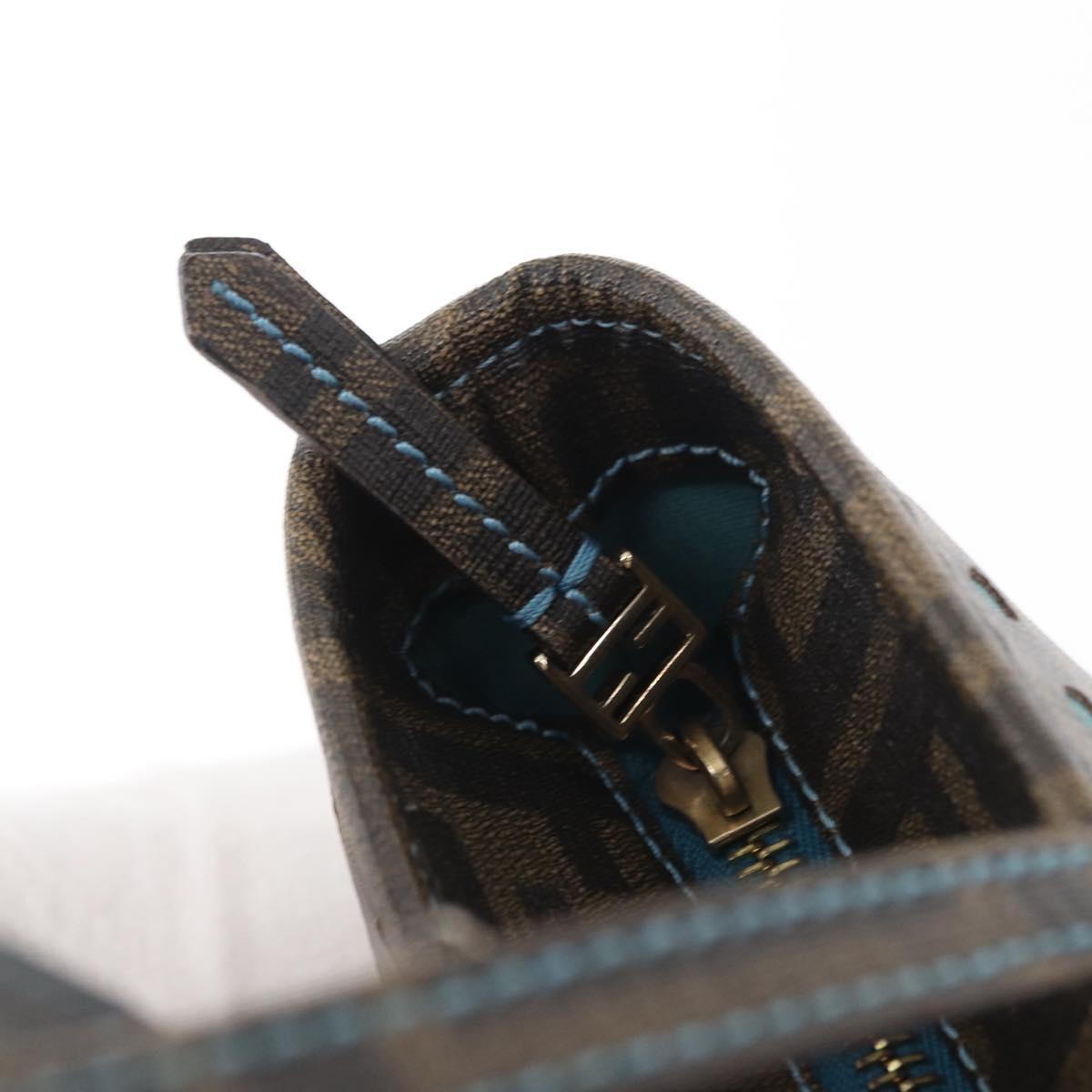 FENDI Zucca Canvas Hand Bag Black Brown Auth 165523