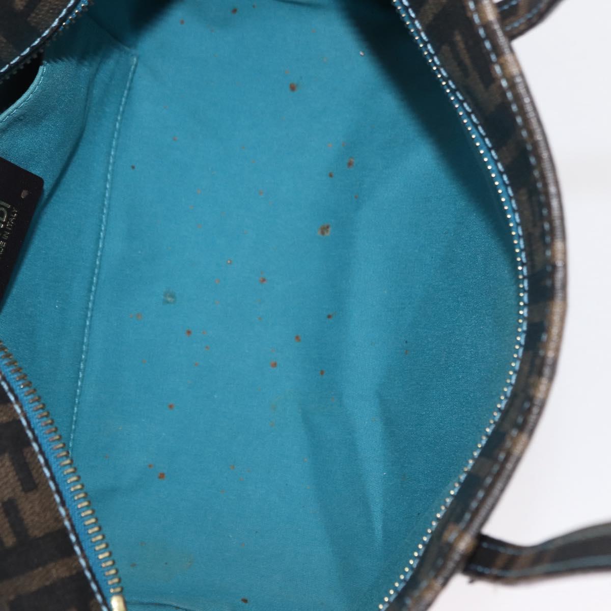 FENDI Zucca Canvas Hand Bag Black Brown Auth 165523