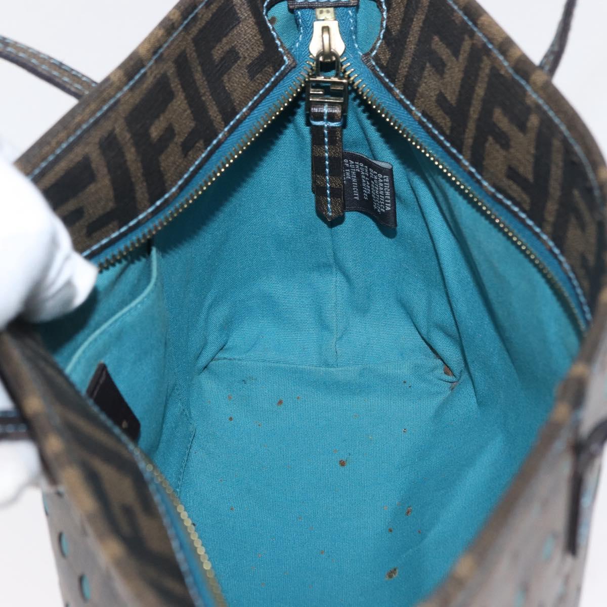 FENDI Zucca Canvas Hand Bag Black Brown Auth 165523