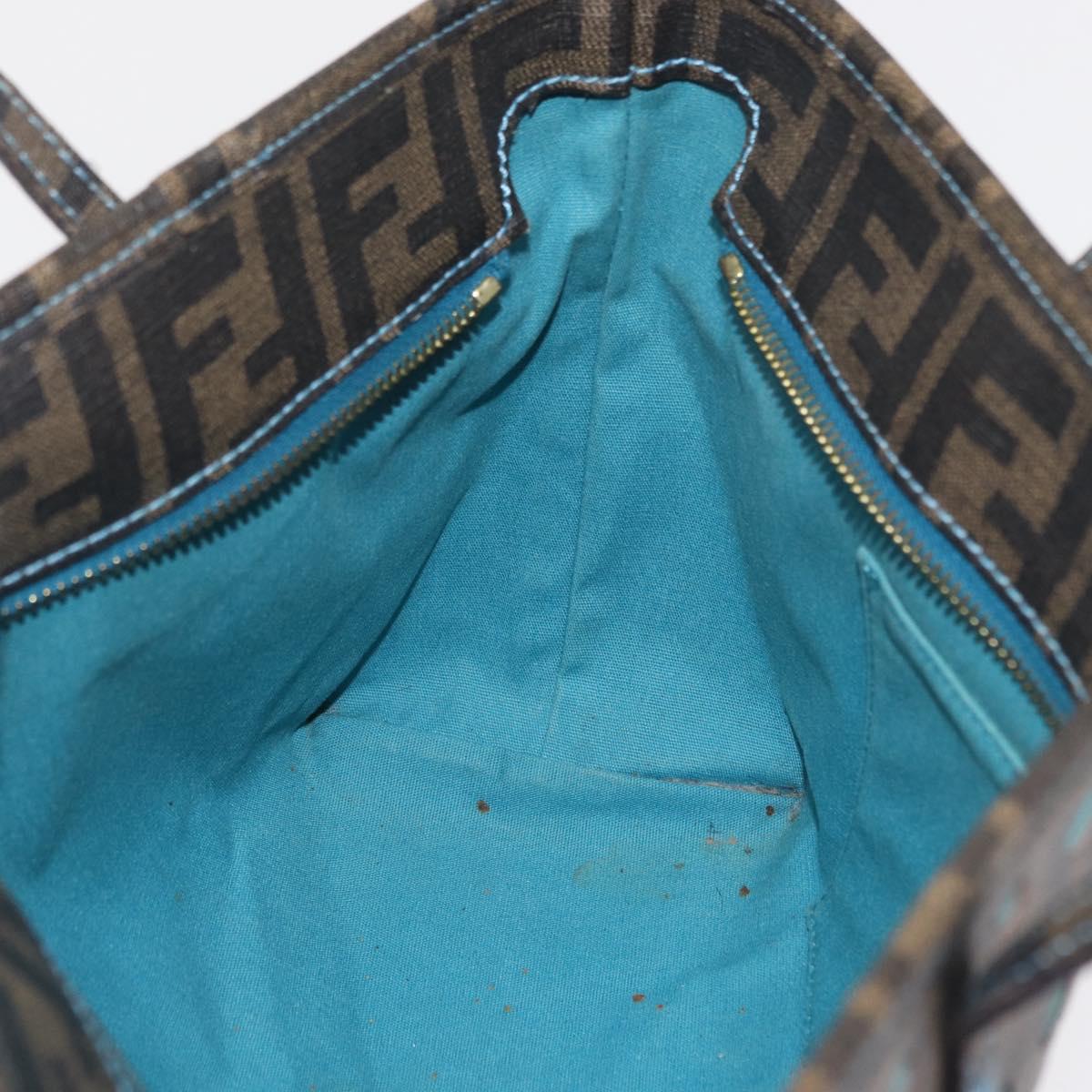 FENDI Zucca Canvas Hand Bag Black Brown Auth 165523