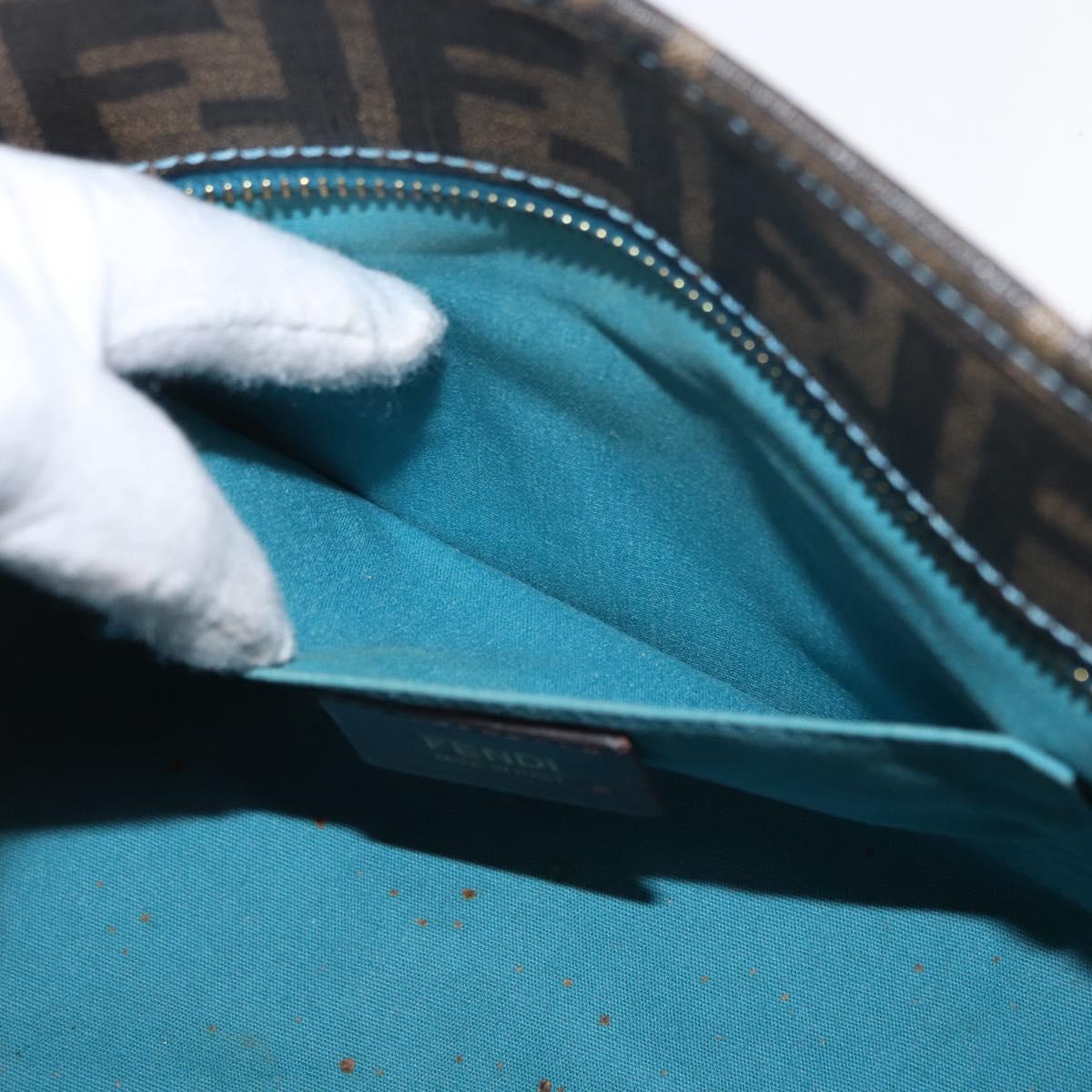 FENDI Zucca Canvas Hand Bag Black Brown Auth 165523