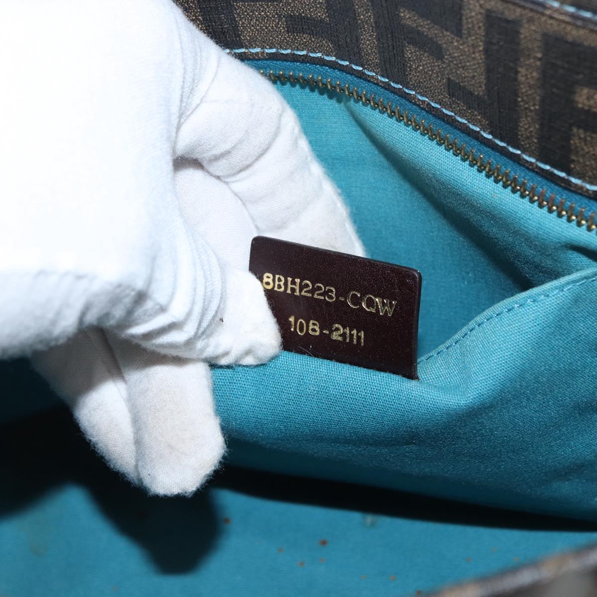 FENDI Zucca Canvas Hand Bag Black Brown Auth 165523