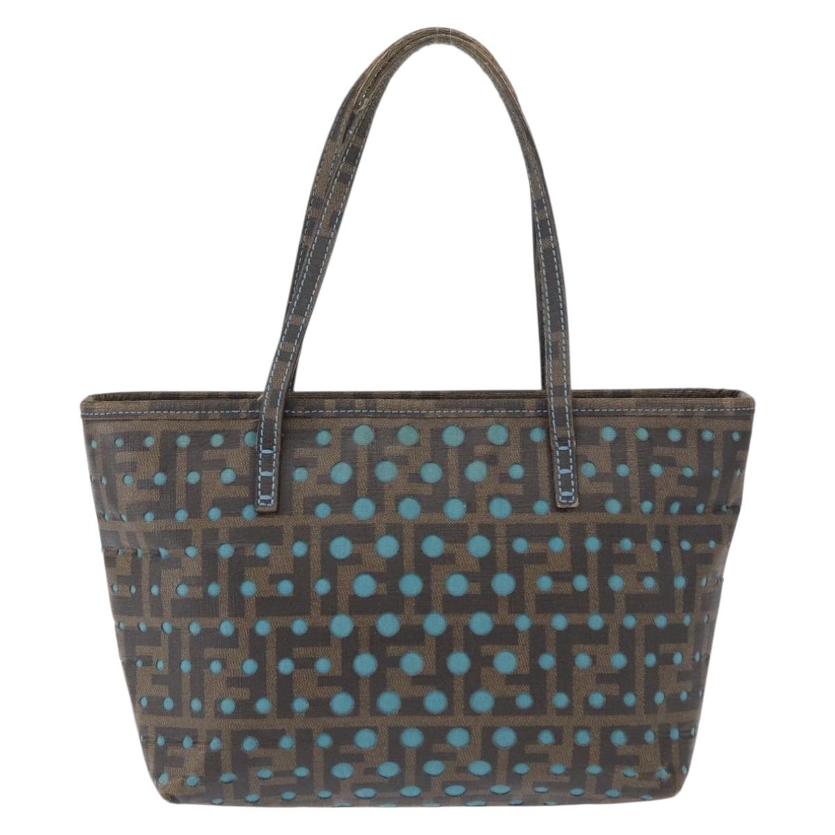 FENDI Zucca Canvas Hand Bag Black Brown Auth 165523