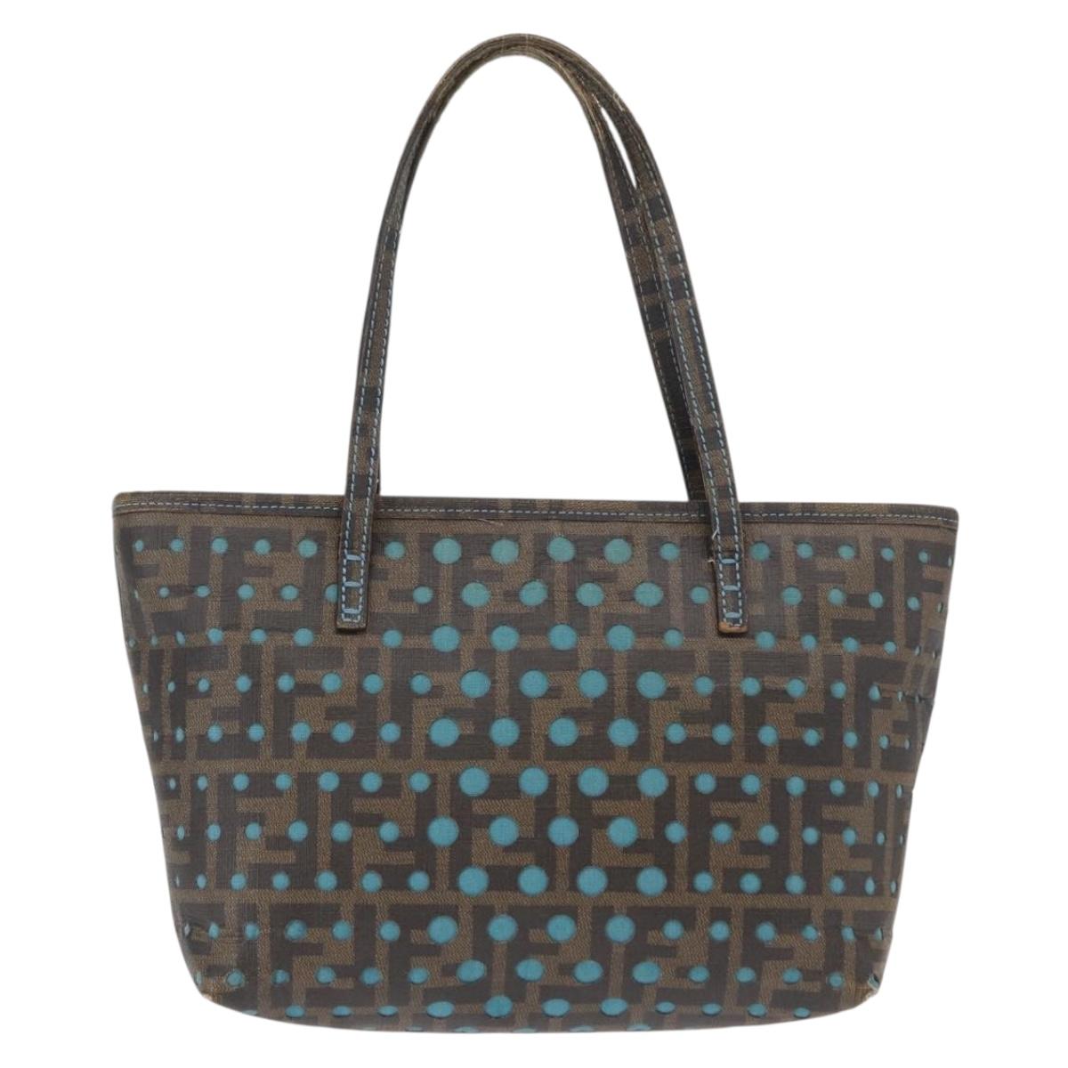 FENDI Zucca Canvas Hand Bag Black Brown Auth 165523