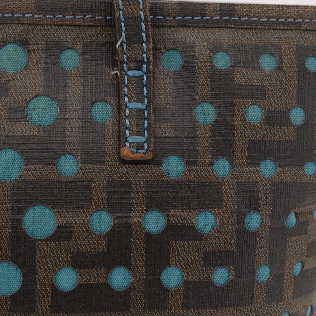 FENDI Zucca Canvas Hand Bag Black Brown Auth 165523