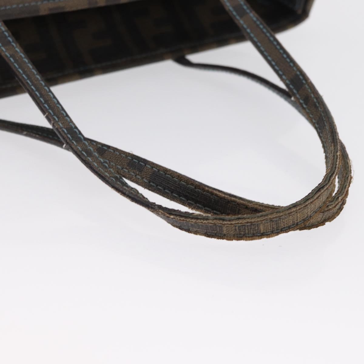 FENDI Zucca Canvas Hand Bag Black Brown Auth 165523