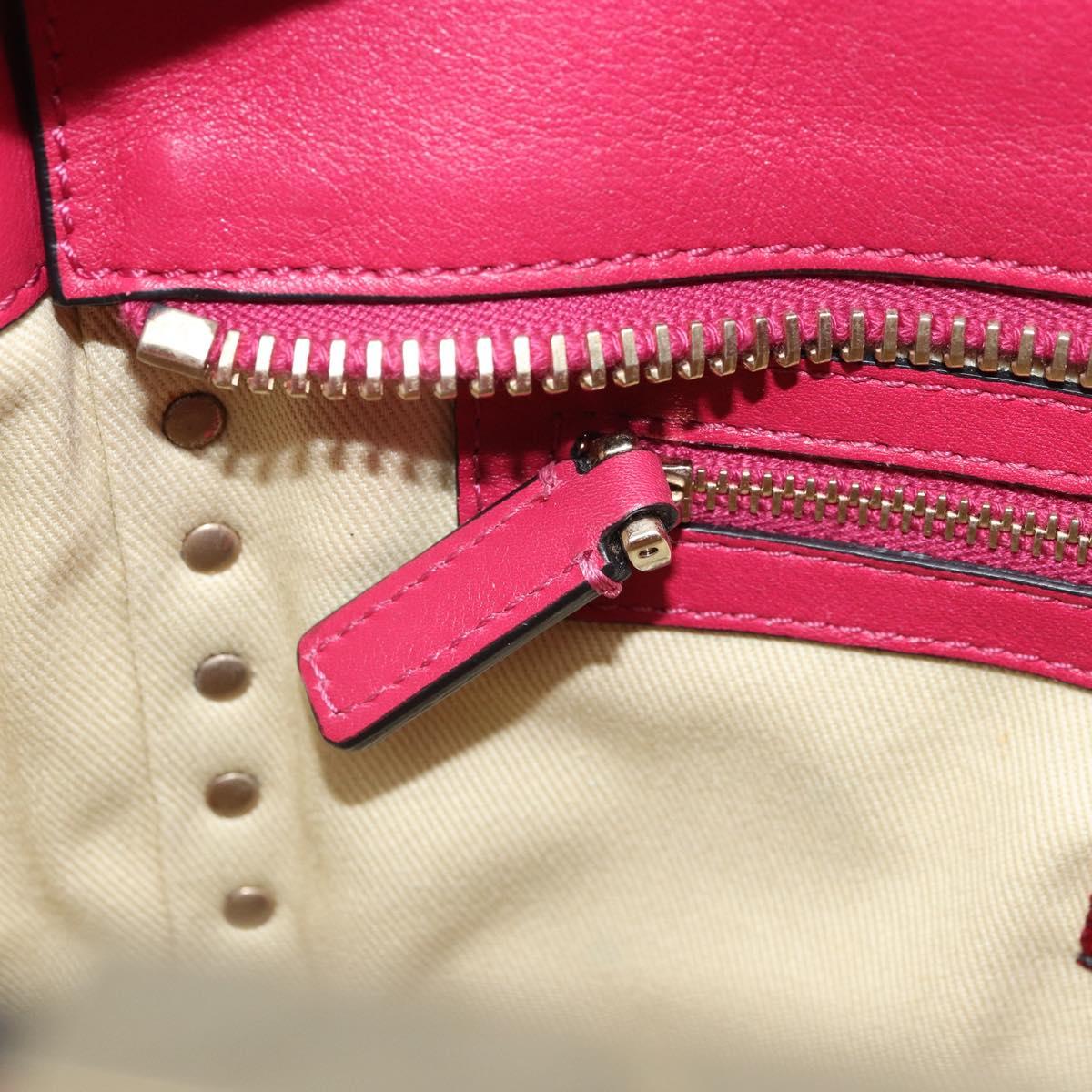 VALENTINO Rock Studs Hand Bag Leather 2way Pink Gold Auth 165535