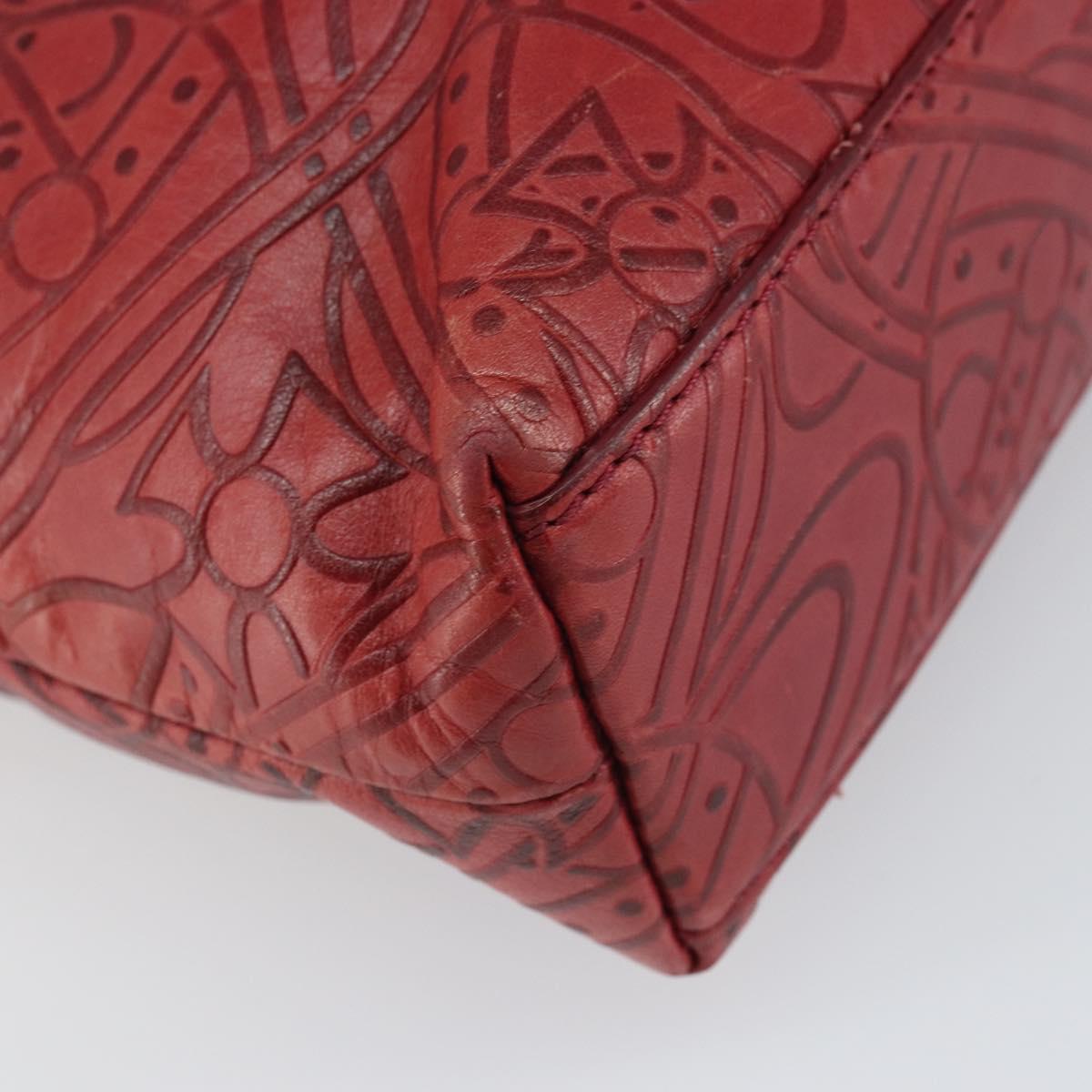 Vivienne Westwood Shoulder Bag Leather Red Silver Auth 165536