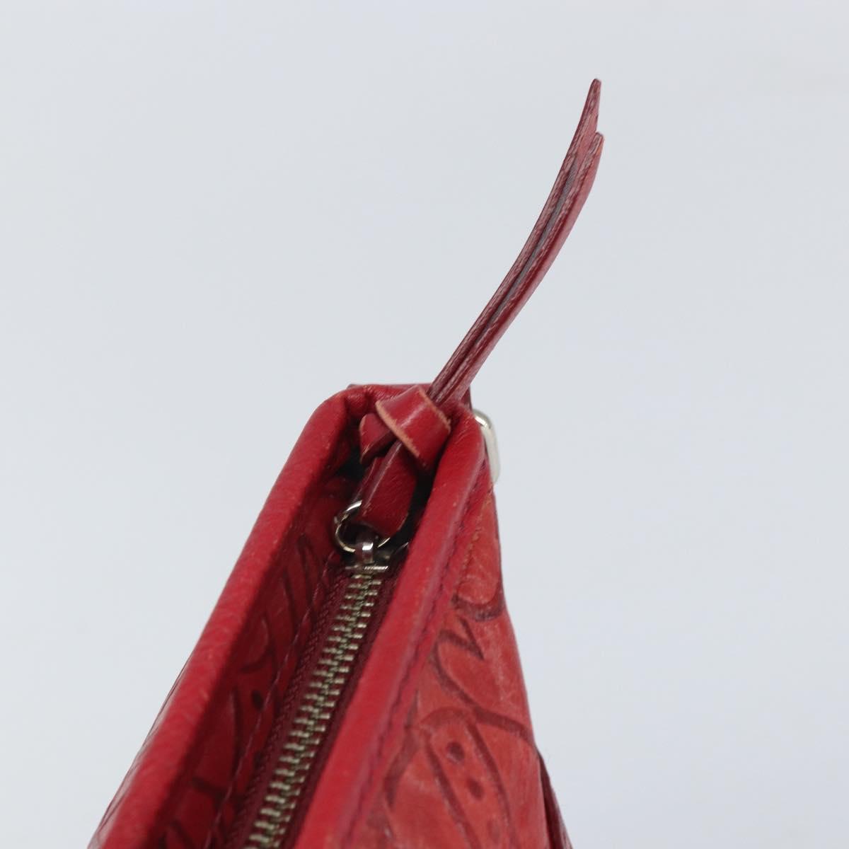 Vivienne Westwood Shoulder Bag Leather Red Silver Auth 165536