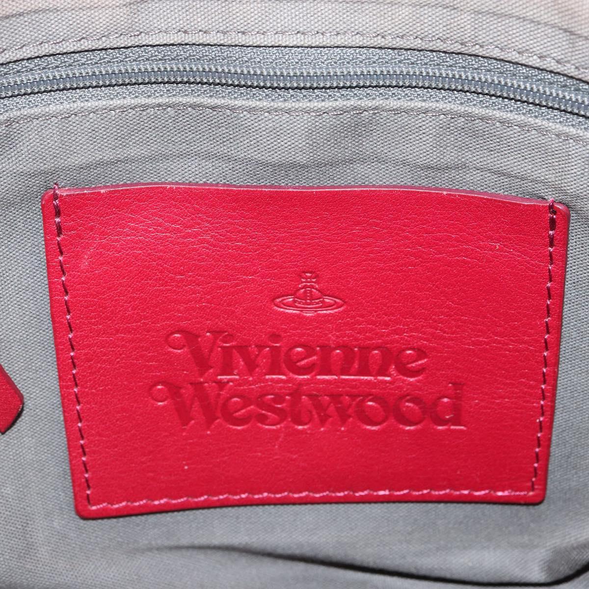 Vivienne Westwood Shoulder Bag Leather Red Silver Auth 165536