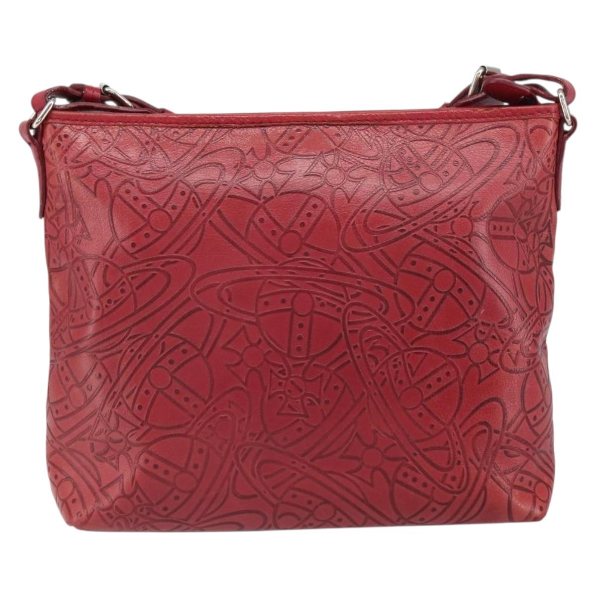 Vivienne Westwood Shoulder Bag Leather Red Silver Auth 165536