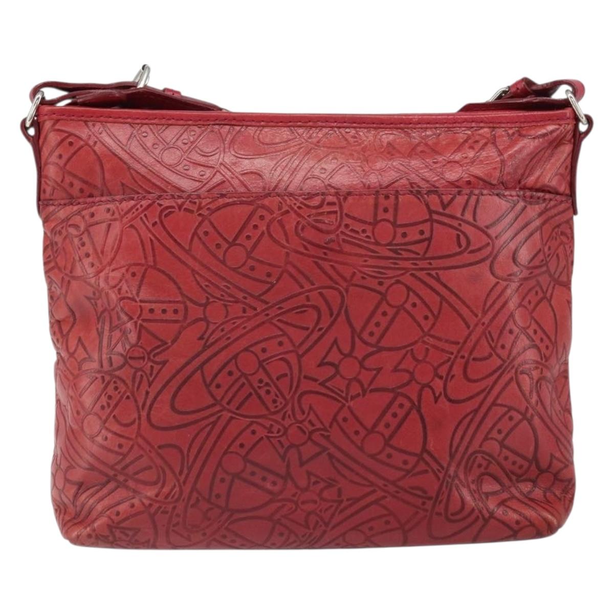 Vivienne Westwood Shoulder Bag Leather Red Silver Auth 165536
