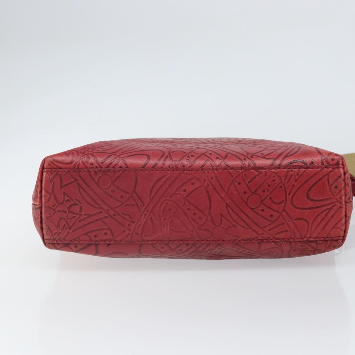 Vivienne Westwood Shoulder Bag Leather Red Silver Auth 165536
