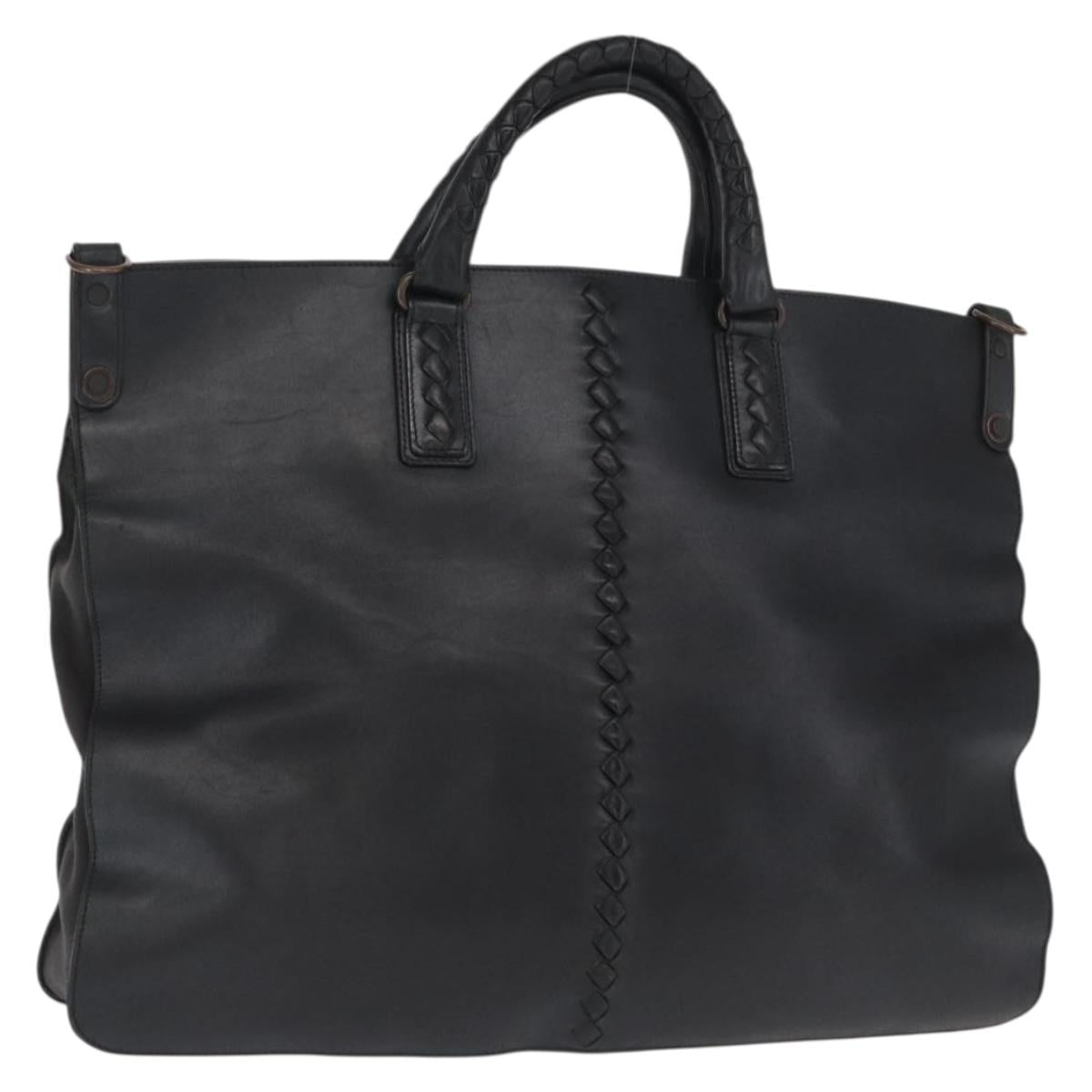 BOTTEGA VENETA INTRECCIATO Hand Bag Leather Black Auth 165550