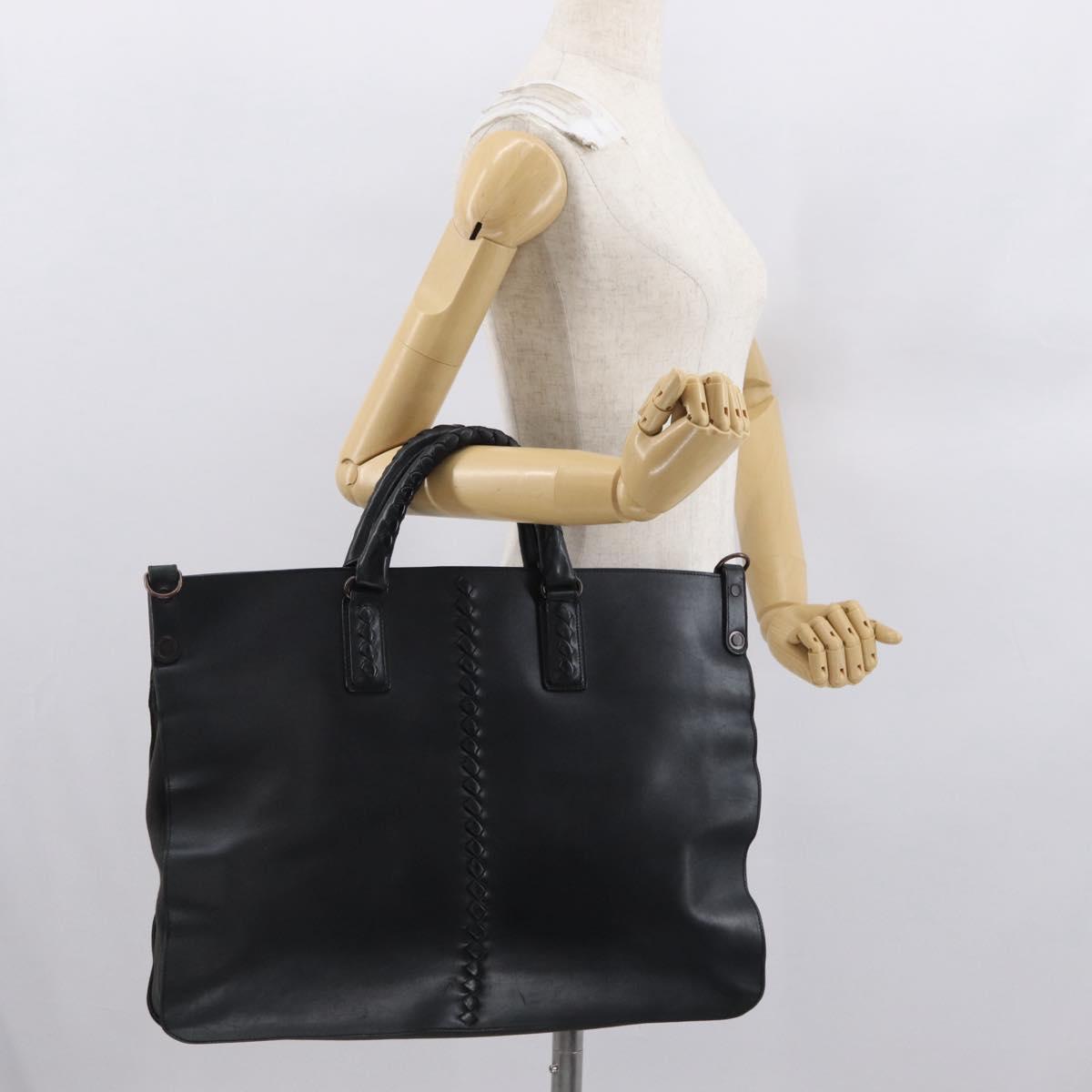 BOTTEGA VENETA INTRECCIATO Hand Bag Leather Black Auth 165550
