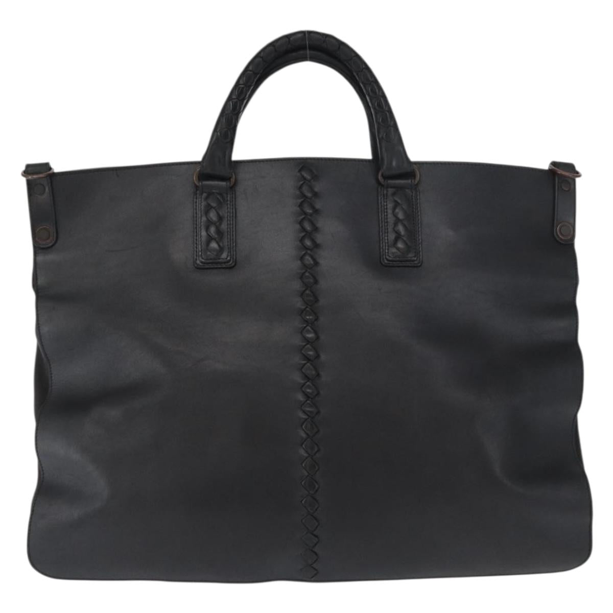 BOTTEGA VENETA INTRECCIATO Hand Bag Leather Black Auth 165550