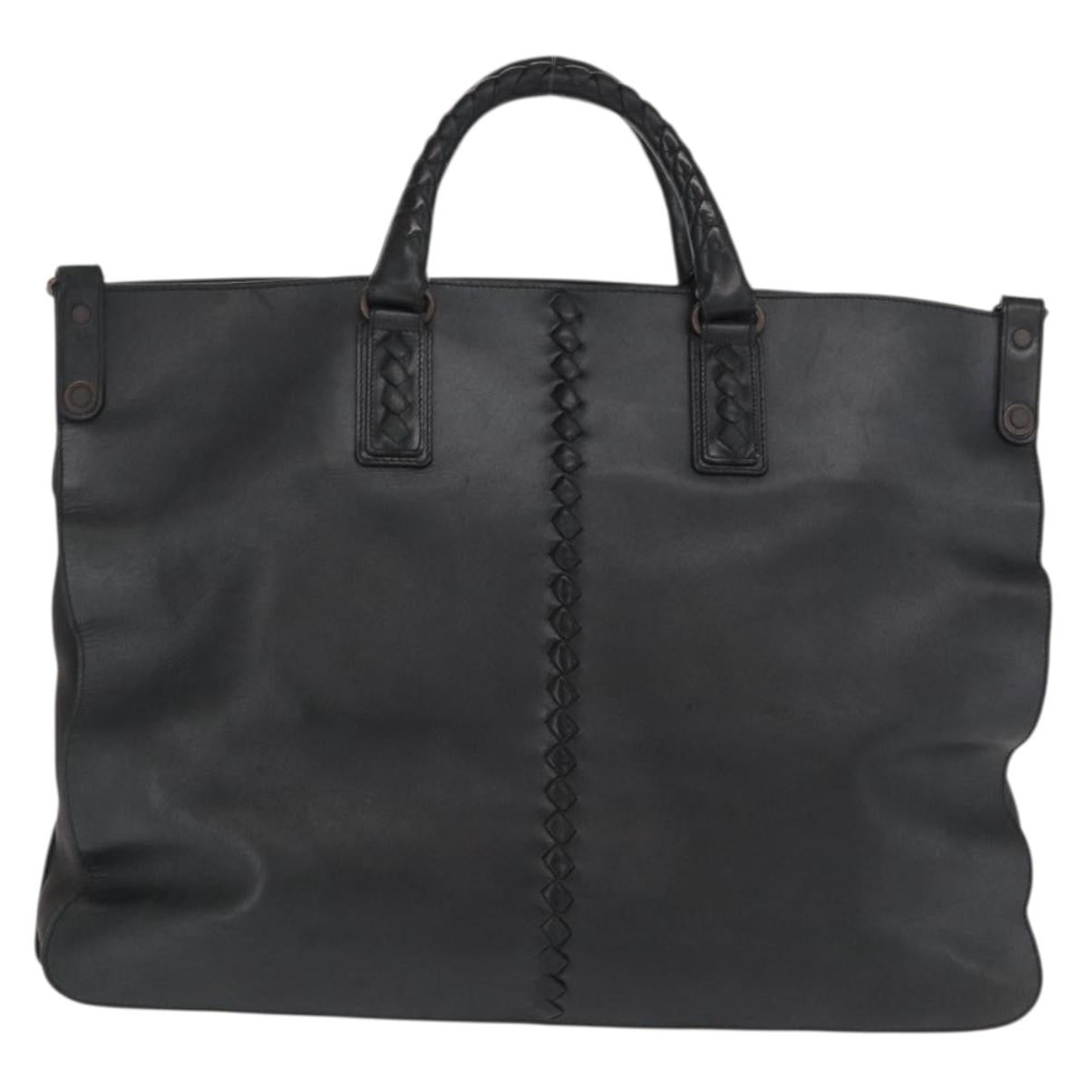 BOTTEGA VENETA INTRECCIATO Hand Bag Leather Black Auth 165550