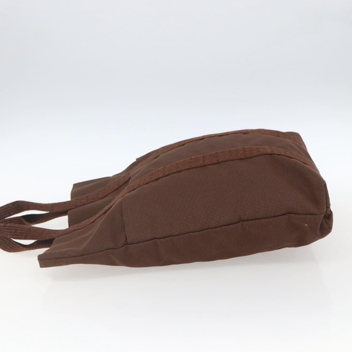 HERMES Her Line Cabas Tote Bag Canvas Brown Silver Auth 165552
