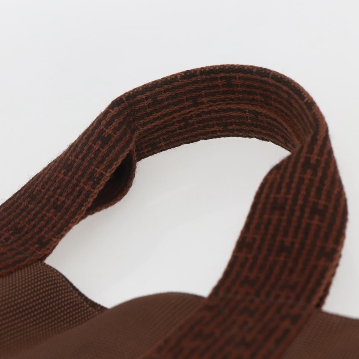 HERMES Her Line Cabas Tote Bag Canvas Brown Silver Auth 165552