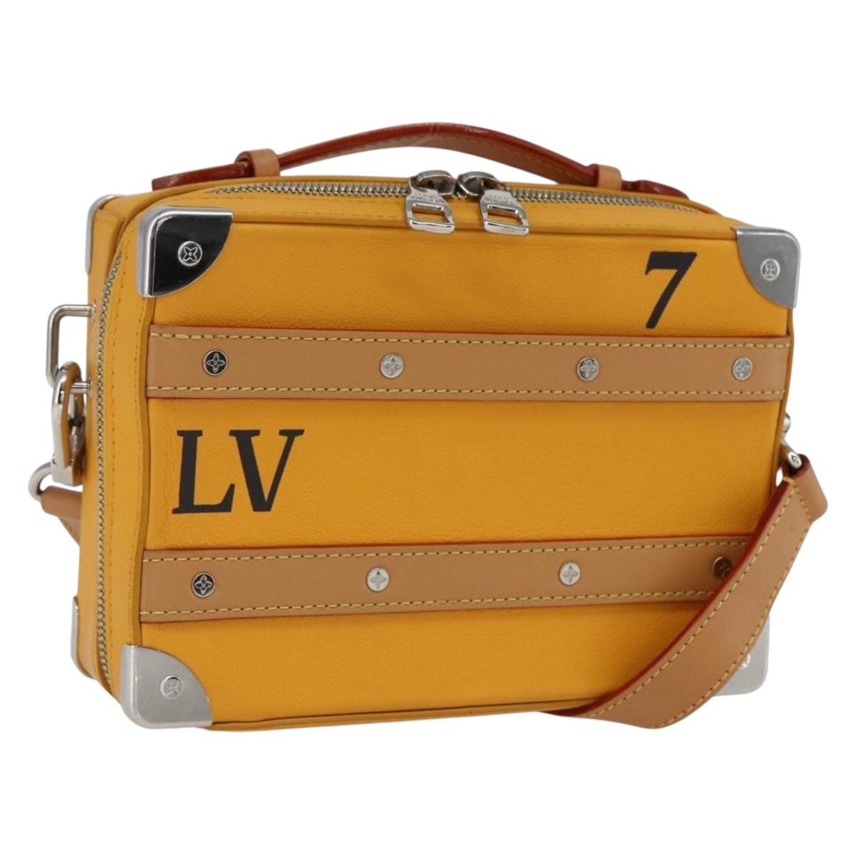 LOUIS VUITTON Soft Handle Trunk Bag Leather Saffron M59669 LV Auth 165565SAM