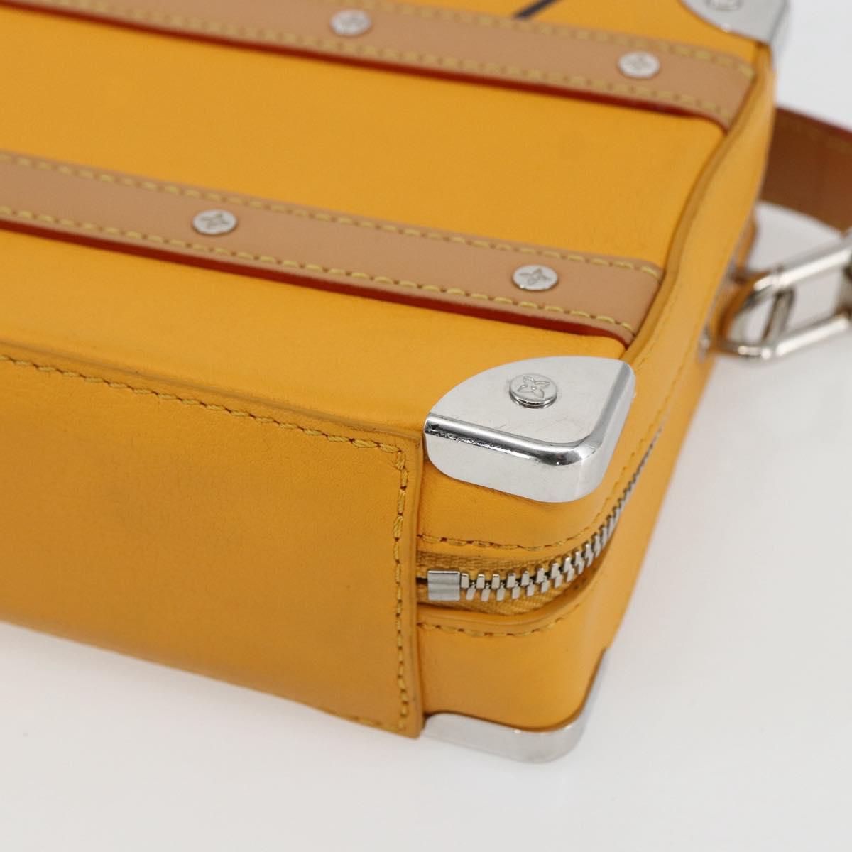 LOUIS VUITTON Soft Handle Trunk Bag Leather Saffron M59669 LV Auth 165565SAM