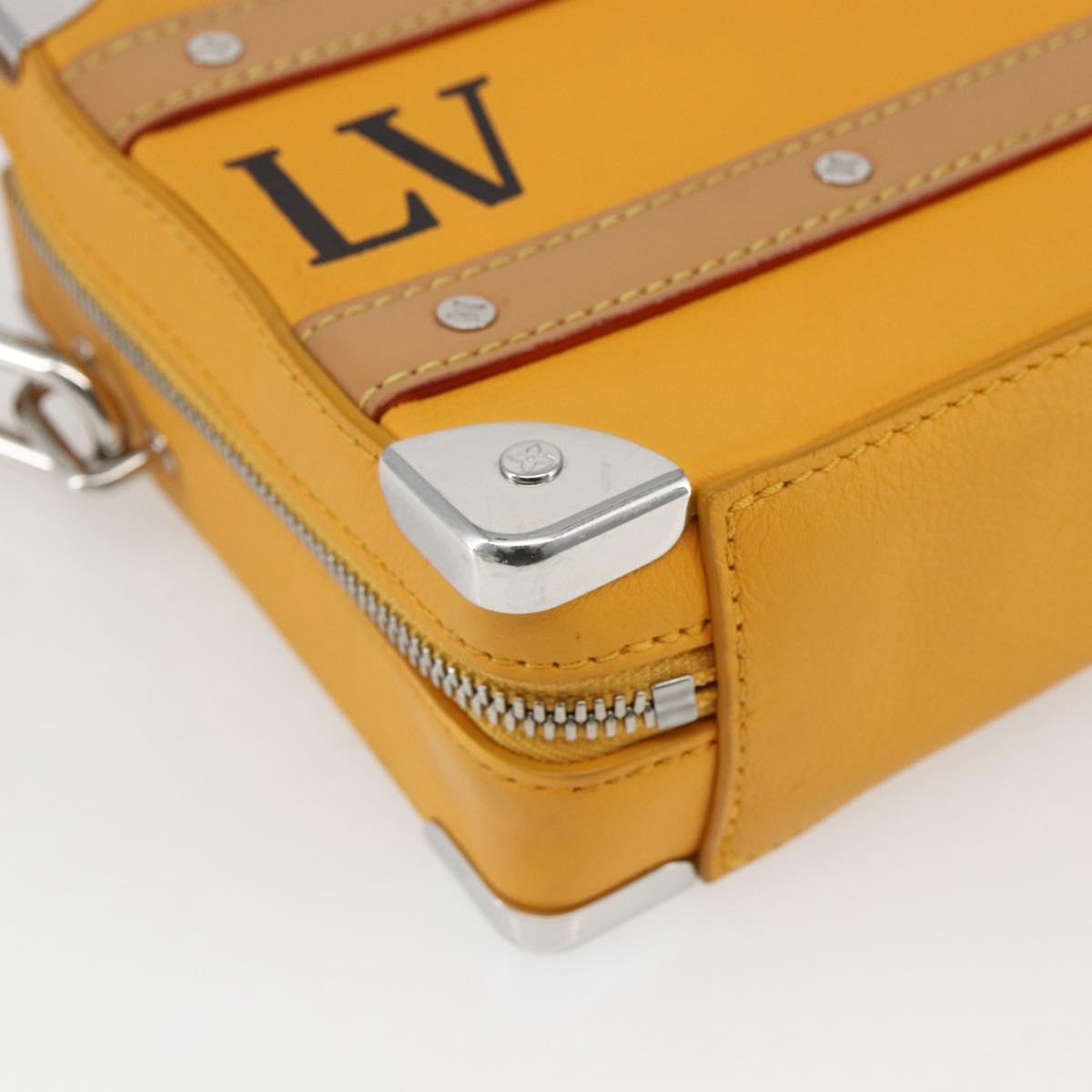 LOUIS VUITTON Soft Handle Trunk Bag Leather Saffron M59669 LV Auth 165565SAM
