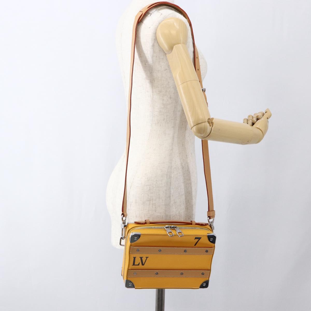 LOUIS VUITTON Soft Handle Trunk Bag Leather Saffron M59669 LV Auth 165565SAM