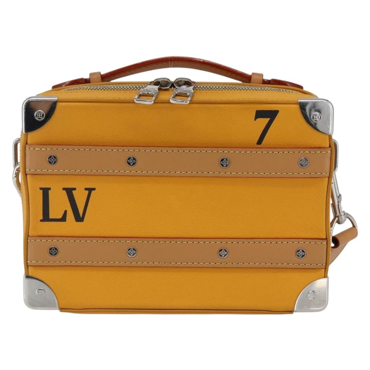 LOUIS VUITTON Soft Handle Trunk Bag Leather Saffron M59669 LV Auth 165565SAM