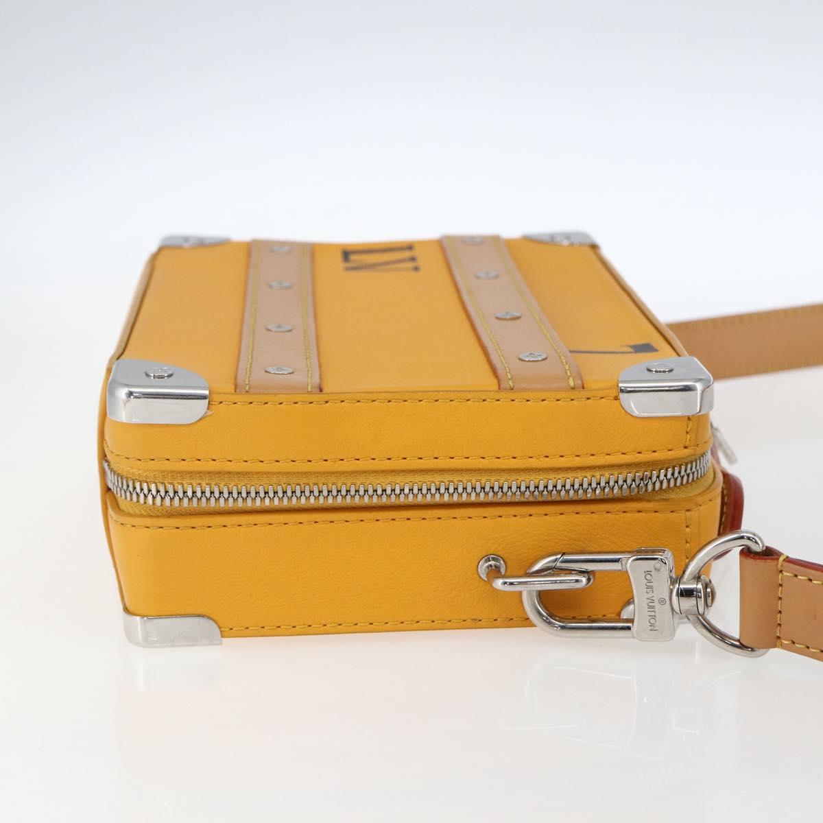 LOUIS VUITTON Soft Handle Trunk Bag Leather Saffron M59669 LV Auth 165565SAM