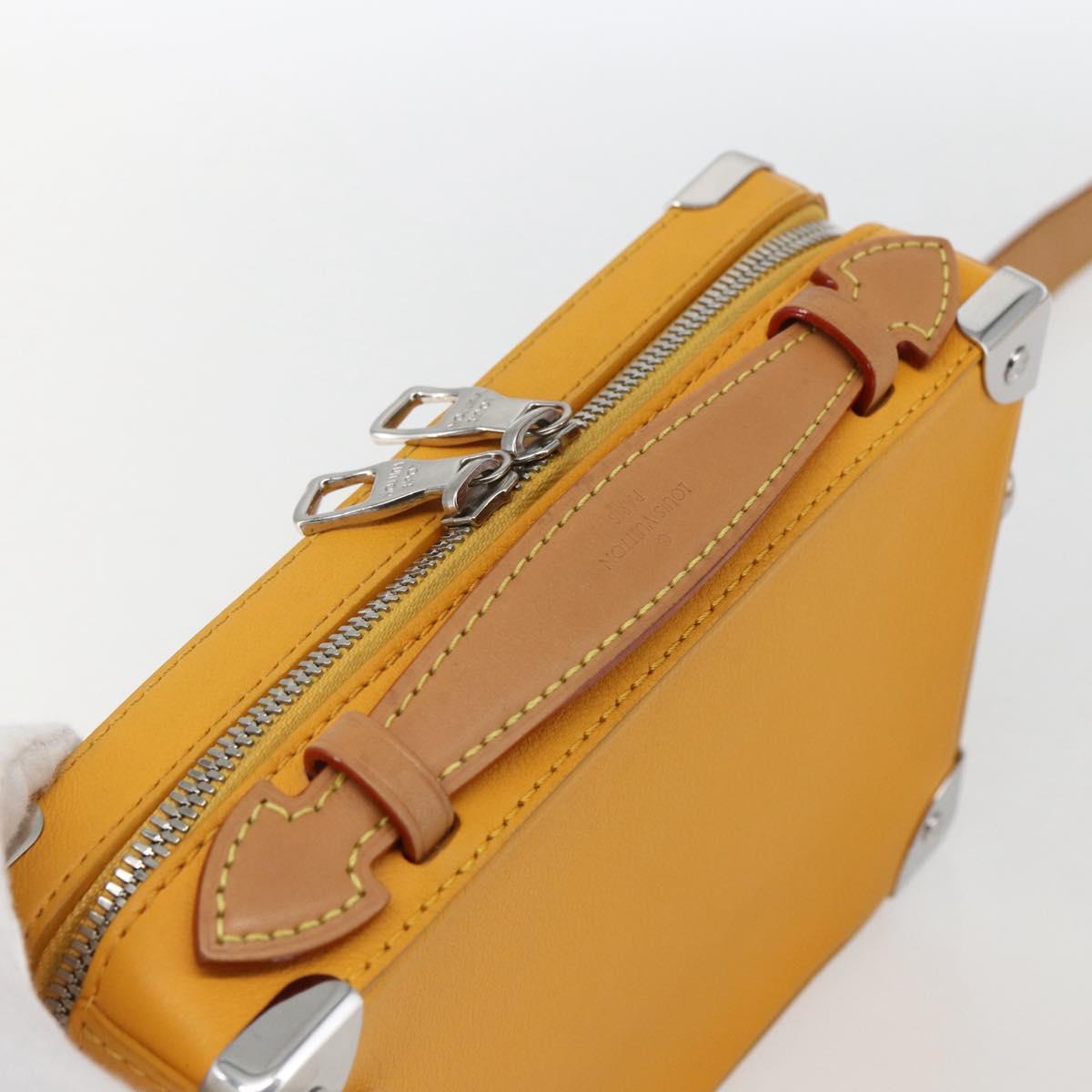LOUIS VUITTON Soft Handle Trunk Bag Leather Saffron M59669 LV Auth 165565SAM
