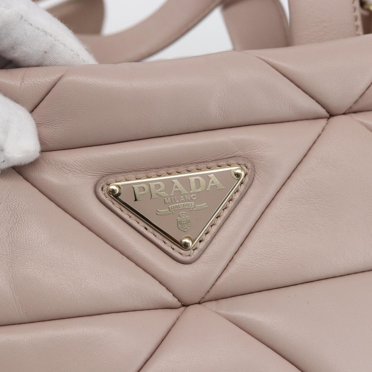 PRADA Hand Bag Leather 2way Pink Gold Auth 165567SAM