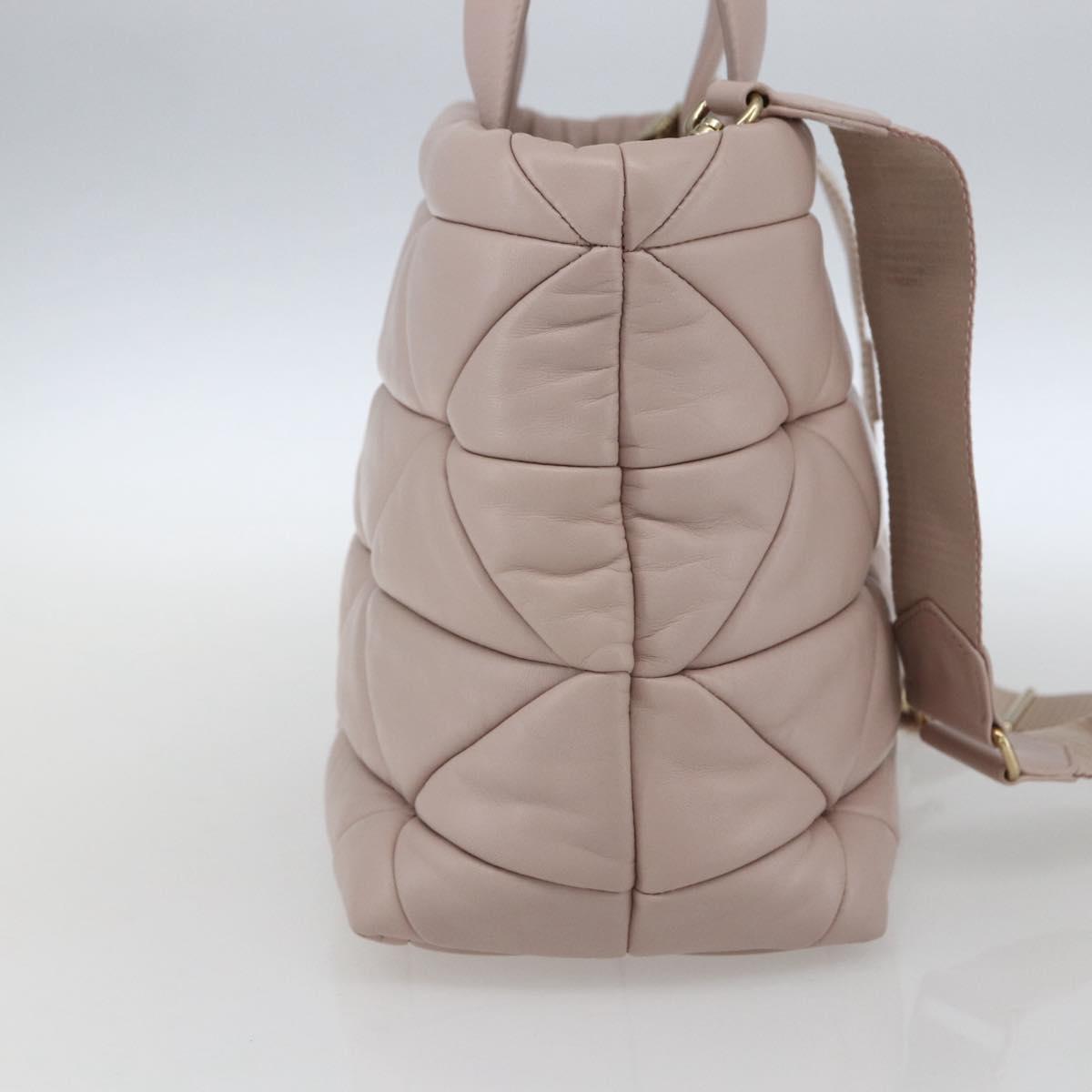 PRADA Hand Bag Leather 2way Pink Gold Auth 165567SAM