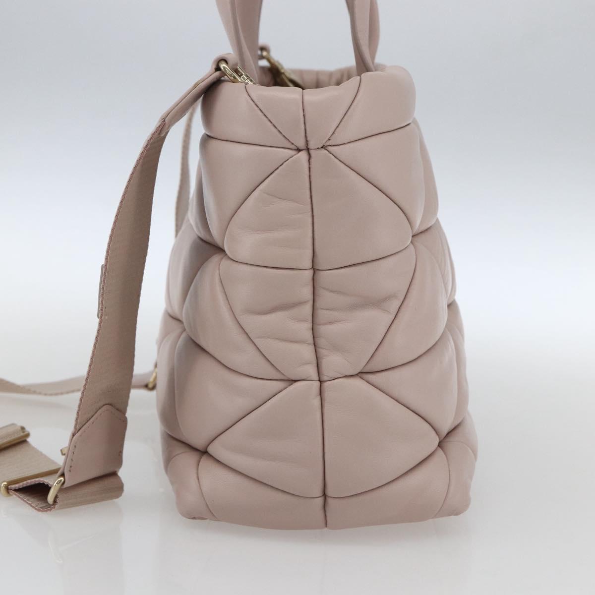 PRADA Hand Bag Leather 2way Pink Gold Auth 165567SAM