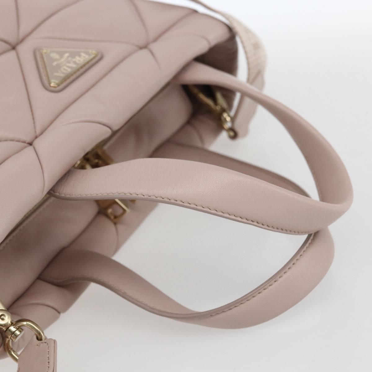 PRADA Hand Bag Leather 2way Pink Gold Auth 165567SAM